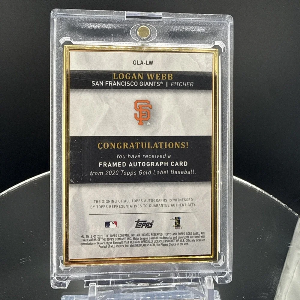 2020 Logan Webb Gold Framed AUTO Topps Gold Label Giants RC SP‎